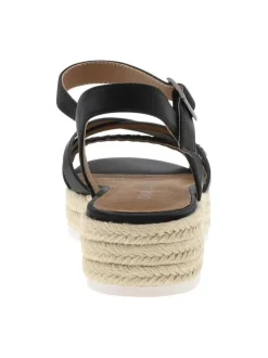 Nu-pieds noirs avec un talon plateau et une boucle à ardillon