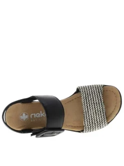 Nu-pieds noirs à semelle compensée haute et à boucle à ardillon