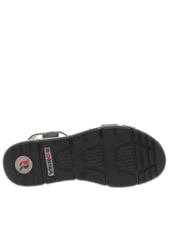 Nu-pieds noirs à talon compensé bas avec des bandes élastiquées ornées de strass