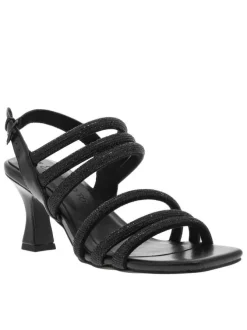 Nu-pieds noirs à talon entonnoir et à boucle à ardillon noire