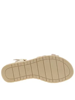 Nu-pieds or avec un talon compensé bas et une boucle à ardillon