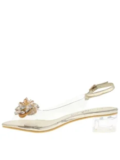 Nu-pieds or à semelle décroché bas avec une boucle à ardillon