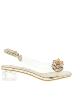 Nu-pieds or à semelle décroché bas avec une boucle à ardillon