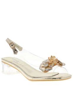 Nu-pieds or à semelle décroché bas avec une boucle à ardillon