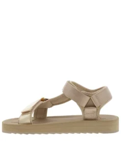 Nu-pieds or à semelle plate avec une fermeture à bande auto-agrippante