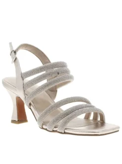 Nu-pieds platine à talon entonnoir et à boucle à ardillon argentée