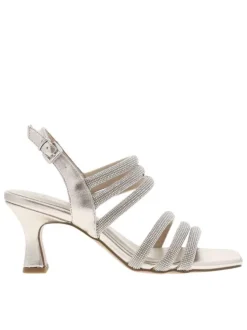 Nu-pieds platine à talon entonnoir et à boucle à ardillon argentée