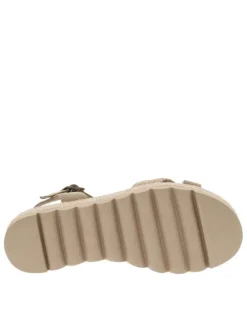 Nu-pieds taupe à plateforme avec détails en corde et une boucle à ardillon