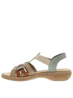 Nu-pieds vert d'eau à première en nubuck et à bandes élastiquées
