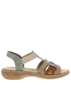 Nu-pieds vert d'eau à première en nubuck et à bandes élastiquées