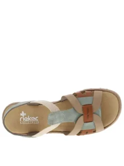Nu-pieds vert d'eau à première en nubuck et à bandes élastiquées