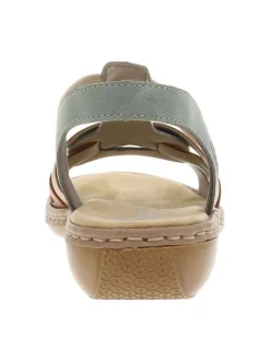 Nu-pieds vert d'eau à première en nubuck et à bandes élastiquées