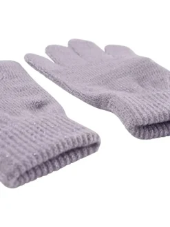 Paire de gants lilas unis à poignet élastiqué avec lurex argenté
