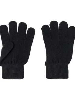 Paire de gants noirs unis avec poignet élastiqué
