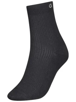 1 paire de chaussettes mi-hautes noires unies avec logo CK imprimé