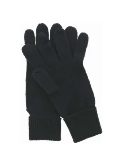 Paire de gants en laine noirs en maille fine avec logos chromés