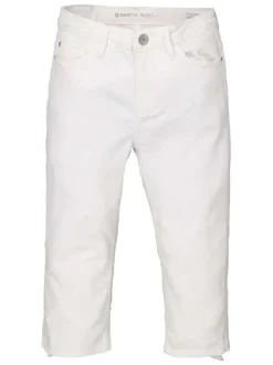 Pantacourt blanc uni en coton coupe slim près du corps et taille haute