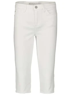 Pantacourt blanc uni en coton coupe slim près du corps et taille haute
