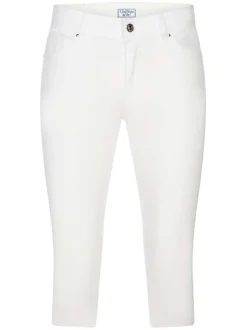 Pantacourt Corsaire blanc en coton uni coupe slim
