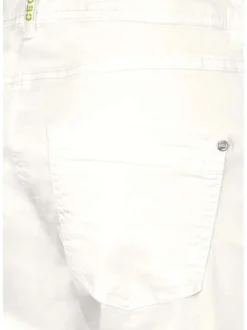 Pantacourt en coton blanc uni avec une coupe slim et nom de la marque imprimé