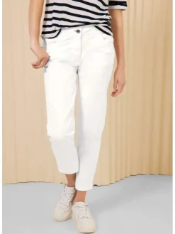Pantacourt en coton blanc uni avec une coupe slim et nom de la marque imprimé