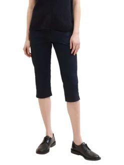 Pantacourt Tapered Relaxed en coton marine uni avec une coupe slim