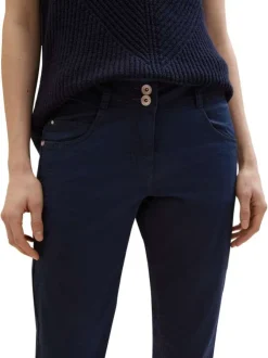 Pantacourt Tapered Relaxed en coton marine uni avec une coupe slim