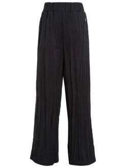 Pantalon ample noir uni avec une coupe plissée et une taille haute