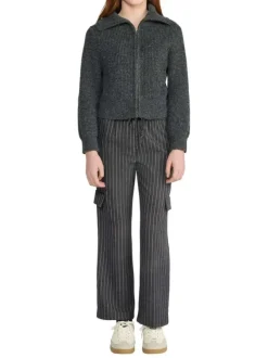 Pantalon anthracite rayé avec une coupe regular fit et une taille élastiquée
