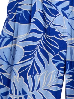 Pantalon bleu à motifs pourvu d'une coupe droite et d'une taille intermédiaire