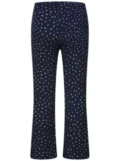 Pantalon bleu marine en crêpe avec un imprimé liberty et une coupe flare