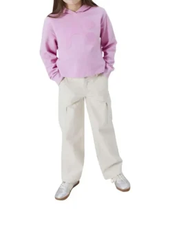 Pantalon cargo écru uni avec une coupe droite et 6 poches