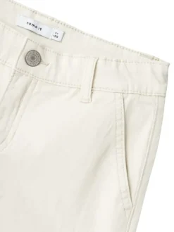 Pantalon cargo écru uni avec une coupe droite et 6 poches
