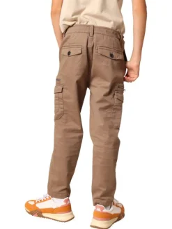 Pantalon Cargo en coton brun coupe slim avec multiples poches