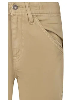 Pantalon cargo en coton camel uni avec une coupe droite et des poches