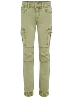 Pantalon Cargo en coton kaki uni avec une coupe slim