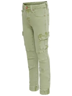 Pantalon Cargo en coton kaki uni avec une coupe slim