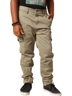 Pantalon Cargo en coton kaki coupe slim avec multiples poches