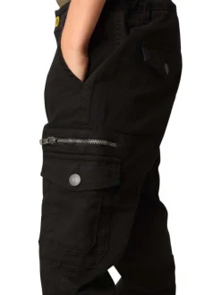 Pantalon Cargo en coton noir coupe slim avec multiples poches