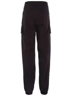Pantalon cargo en coton noir avec coupe regular fit et ceinture élastiquée