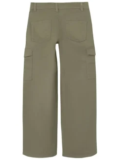 Pantalon cargo kaki uni avec une coupe droite et 6 poches