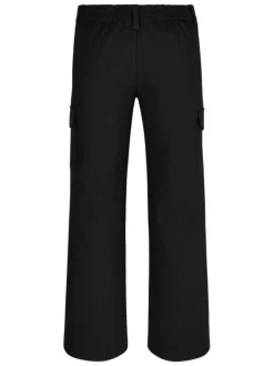 Pantalon cargo noir uni à coupe bootcut avec 2 poches à rabat et logo gris