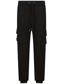 Pantalon cargo noir uni avec une taille élastiquée et une coupe slim