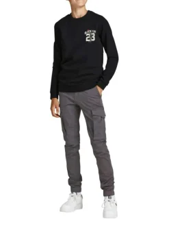 Pantalon Cargo Paul Flake anthracite uni avec une coupe slim