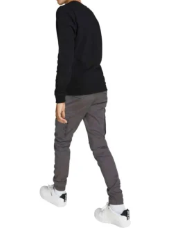 Pantalon Cargo Paul Flake anthracite uni avec une coupe slim