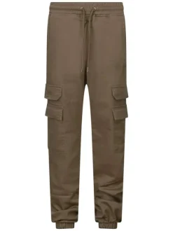 Pantalon cargo sable uni avec une coupe slim et une taille élastiquée