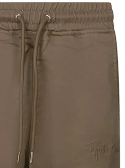 Pantalon cargo sable uni avec une coupe slim et une taille élastiquée