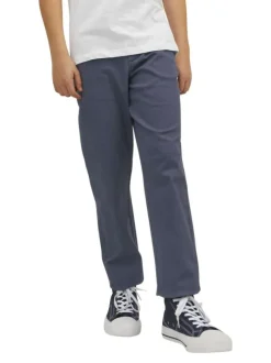 Pantalon chino 4 poches en coton bleu marine uni à coupe regular fit