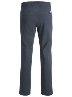 Pantalon chino 4 poches en coton bleu marine uni à coupe regular fit