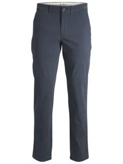 Pantalon chino 4 poches en coton bleu marine uni à coupe regular fit